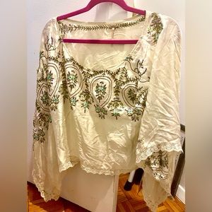 Free People Silk Peasant Top